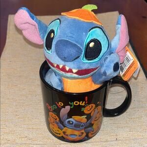 Disney Stitch Plush in Halloween Mug - Blue and Orange
